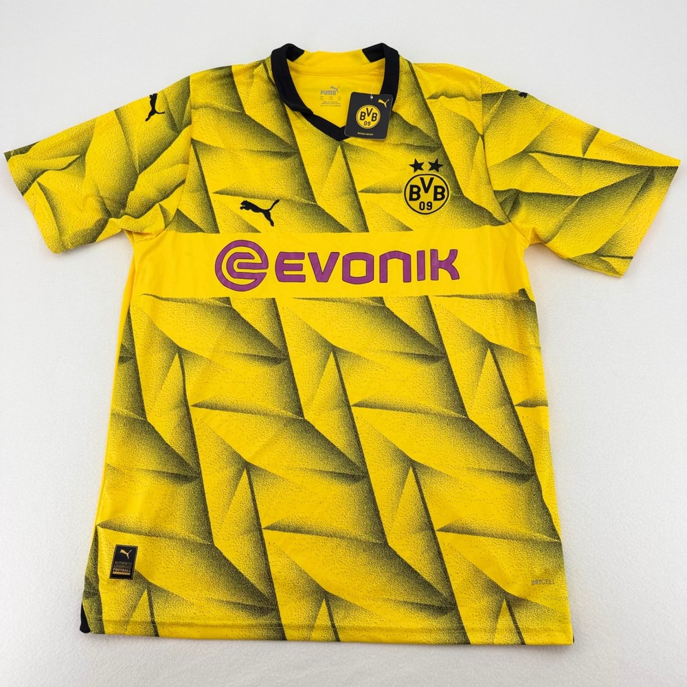 Puma Borussia Dortmund BVB Home Jersey Mens 2XL Yellow Geometric NWT